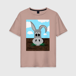 Женская футболка хлопок Oversize Cartoon ослик Иа 