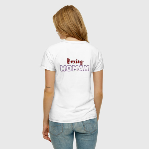 Женская футболка хлопок Женский бокс, цвет белый - фото 4
