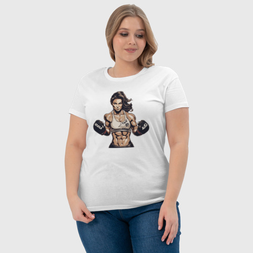 Женская футболка хлопок Женский бокс, цвет белый - фото 6