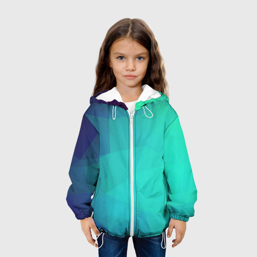 Детская куртка 3D Голубые грани, цвет белый - фото 4