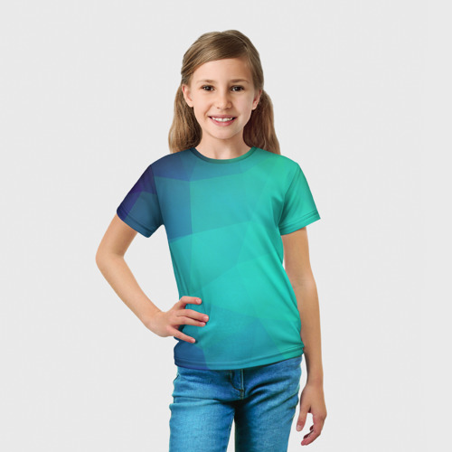 Детская футболка 3D Голубые грани, цвет 3D печать - фото 5