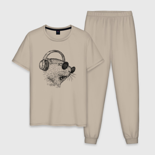 Мужская пижама хлопок с принтом Морская свинка DJ, вид спереди #2