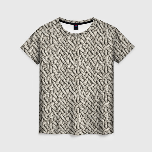 Женская футболка 3D с принтом Вязанный стиль  пряжа, вид спереди #2