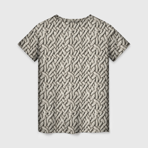 Женская футболка 3D с принтом Вязанный стиль  пряжа, вид сзади #1