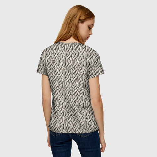 Женская футболка 3D с принтом Вязанный стиль  пряжа, вид сзади #2