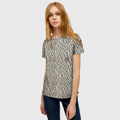 Женская футболка 3D с принтом Вязанный стиль  пряжа, фото на моделе #1