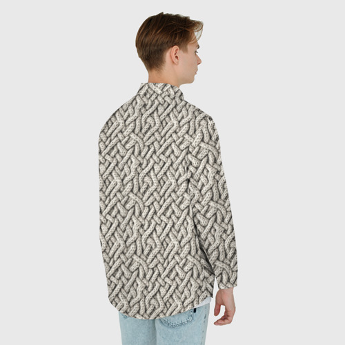 Мужская рубашка oversize 3D с принтом Вязанный стиль  пряжа, вид сзади #2