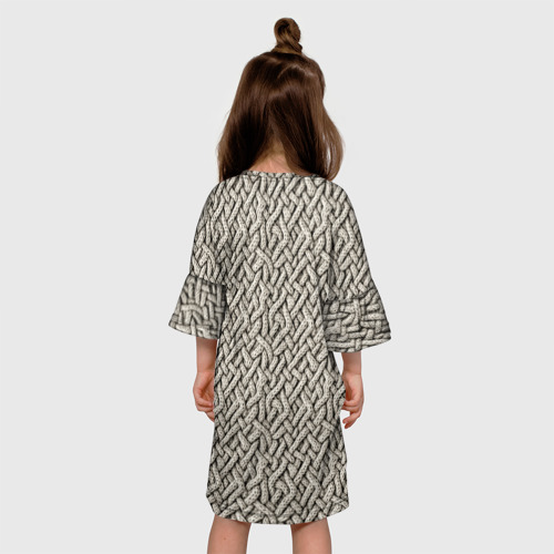 Детское платье 3D с принтом Вязанный стиль  пряжа, вид сзади #2
