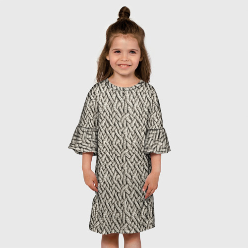 Детское платье 3D с принтом Вязанный стиль  пряжа, вид сбоку #3
