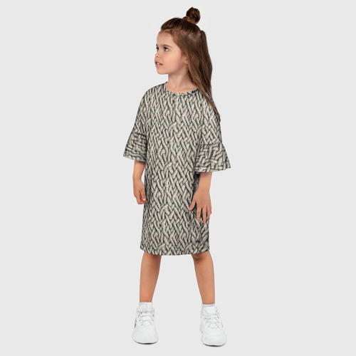 Детское платье 3D с принтом Вязанный стиль  пряжа, фото на моделе #1