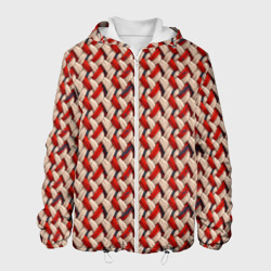 Белые и красные нитки пряжи – Куртка с принтом купить со скидкой в -10%