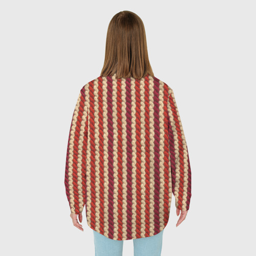 Женская рубашка oversize 3D с принтом Вязанный стиль  полоски, вид сзади #2