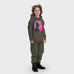 Детский костюм хлопок Oversize Девушка в защитной маске в окружении неоновых цветов - фото 2