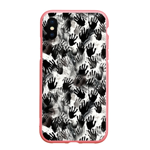 Чехол для iPhone XS Max матовый Черно-белые руки с ладонями, цвет баблгам