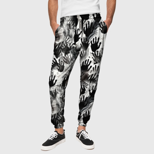 Мужские брюки 3D Черно-белые руки с ладонями, цвет 3D печать - фото 4
