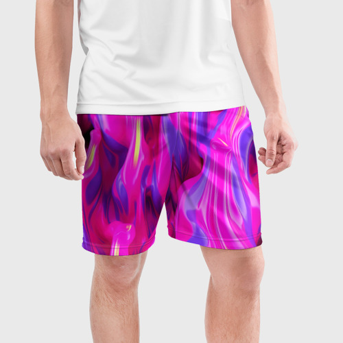 Мужские шорты спортивные с принтом Pink blue texture, фото на моделе #1