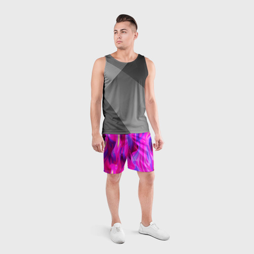 Мужские шорты спортивные с принтом Pink blue texture, вид сбоку #3