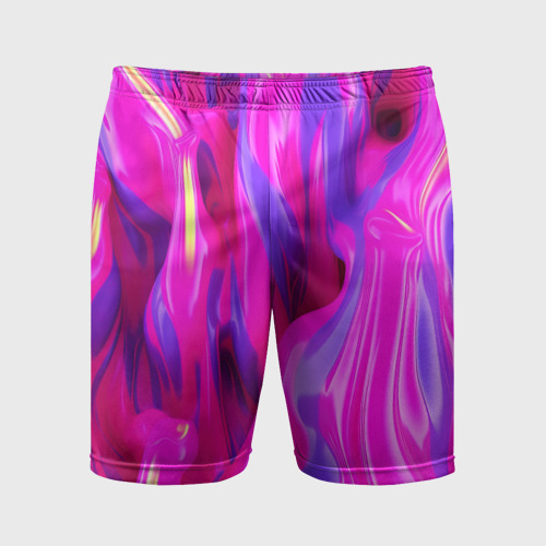 Мужские шорты спортивные с принтом Pink blue texture, вид спереди #2