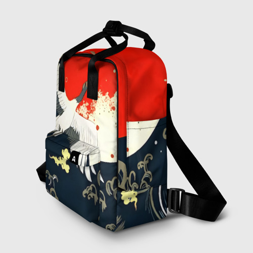 Женский рюкзак 3D с принтом Кимоно с японскими журавлями, фото на моделе #1