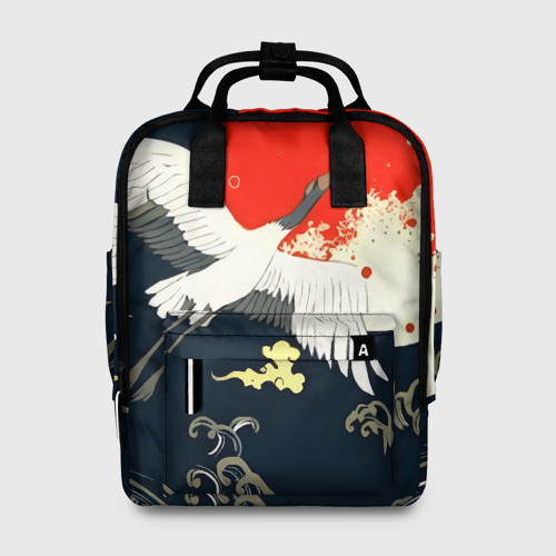Женский рюкзак 3D с принтом Кимоно с японскими журавлями, вид спереди #2