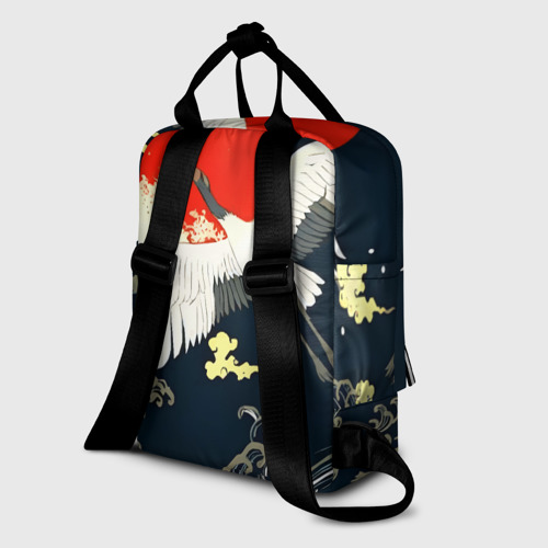 Женский рюкзак 3D с принтом Кимоно с японскими журавлями, вид сзади #1