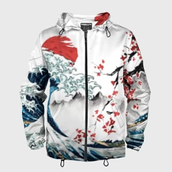 Мужская ветровка 3D Хокусай большая волна в Канагаве - пародия укиё