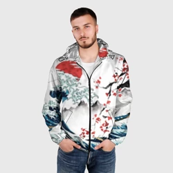 Мужская ветровка 3D Хокусай большая волна в Канагаве - пародия укиё - фото 2