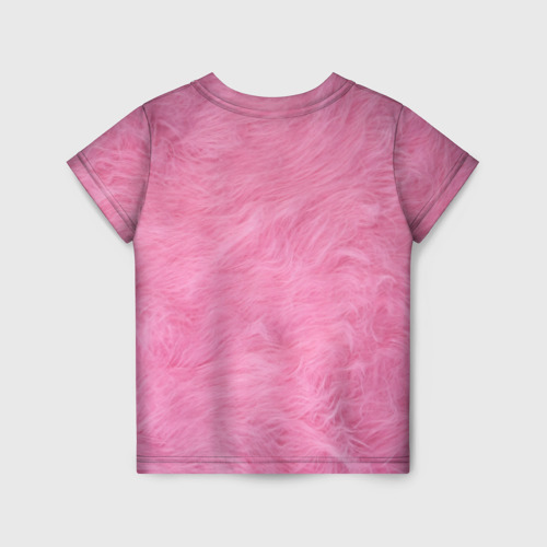 Детская футболка 3D с принтом Розовая шерсть, вид сзади #1