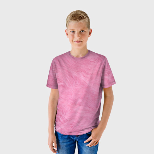 Детская футболка 3D с принтом Розовая шерсть, фото на моделе #1