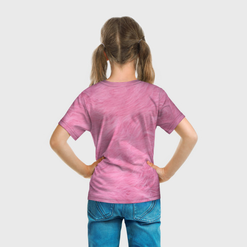 Детская футболка 3D с принтом Розовая шерсть, вид сзади #2