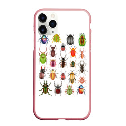 Чехол для iPhone 11 Pro матовый Разноцветные жуки насекомые