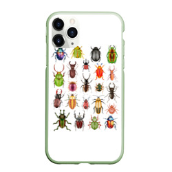 Чехол для iPhone 11 Pro матовый Разноцветные жуки насекомые