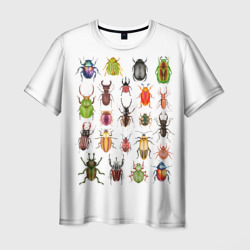 Мужская футболка 3D Разноцветные жуки насекомые