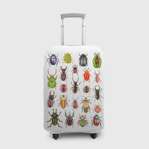Чехол для чемодана с принтом Разноцветные жуки насекомые, вид спереди №1