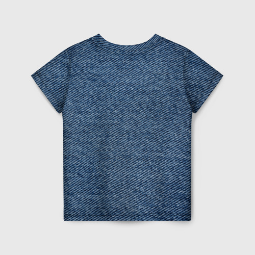 Детская футболка 3D с принтом Текстура джинсы, вид сзади #1