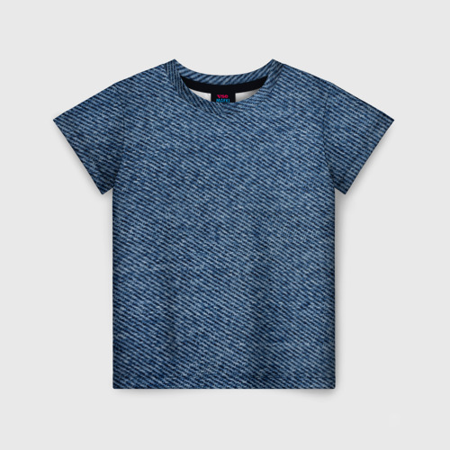 Детская футболка 3D с принтом Текстура джинсы, вид спереди #2
