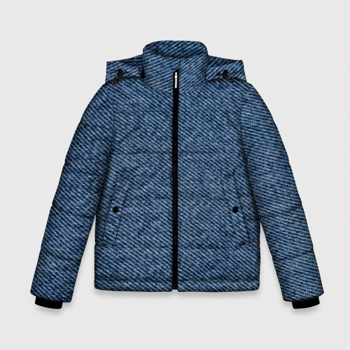 Зимняя куртка для мальчиков 3D с принтом Текстура джинсы, вид спереди #2