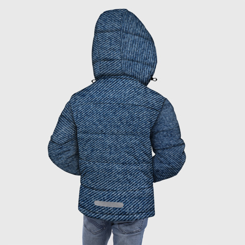 Зимняя куртка для мальчиков 3D с принтом Текстура джинсы, вид сзади #2