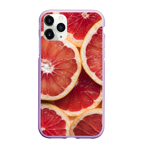 Чехол для iPhone 11 Pro Max матовый с принтом Половинки грейпфрута, вид спереди #2