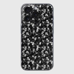 Чехол для iPhone 16 Pro Max силиконовый с защитой камеры Камуфляж с котиками