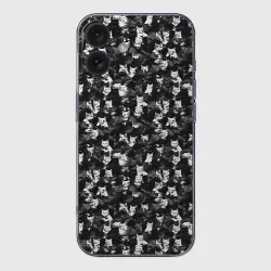 Чехол для iPhone 16 силиконовый с защитой камеры Камуфляж с котиками
