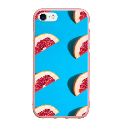 Чехол для iPhone 7/8 матовый с принтом Дольки грейпфрута, вид спереди #2