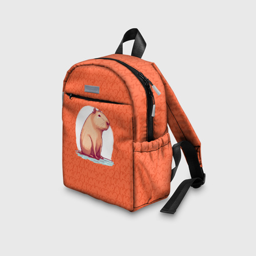Детский рюкзак 3D с принтом Оранжевая капибара, вид сбоку #3
