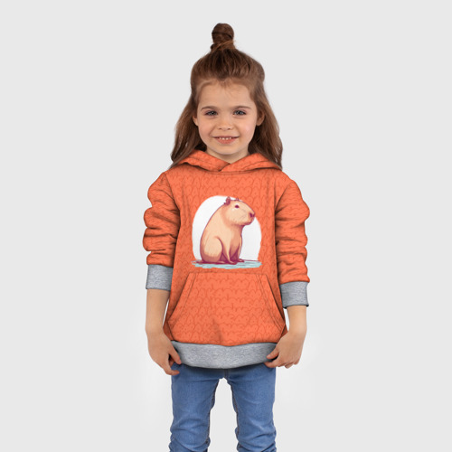 Детская толстовка 3D с принтом Оранжевая капибара, вид сбоку #3