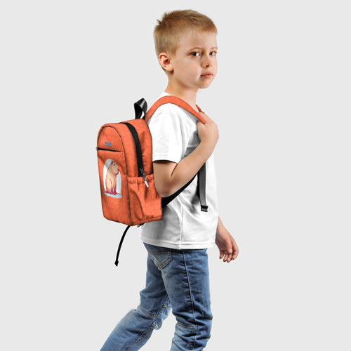Детский рюкзак 3D с принтом Оранжевая капибара, вид сзади #1