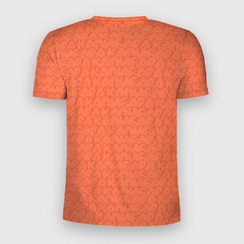 Мужская футболка 3D Slim с принтом Оранжевая капибара, вид сзади #1
