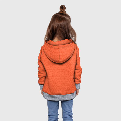 Детская толстовка 3D с принтом Оранжевая капибара, вид сзади #2