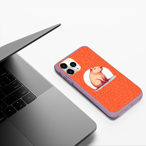 Чехол для iPhone 11 Pro матовый с принтом Оранжевая капибара, фото #5