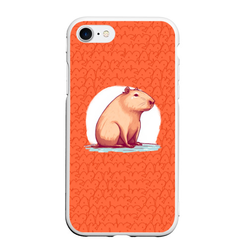 Чехол для iPhone 7/8 матовый с принтом Оранжевая капибара, вид спереди #2