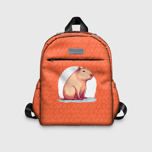 Детский рюкзак 3D с принтом Оранжевая капибара, вид спереди #2